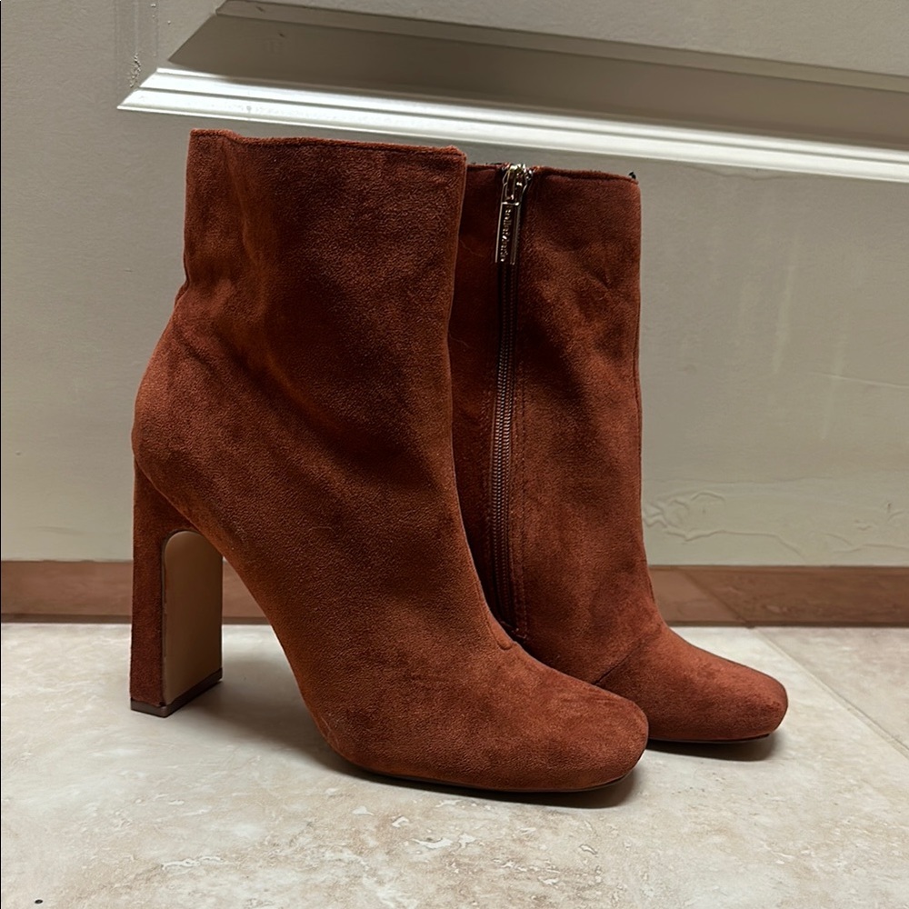 Suede Ankle Boots in Rust